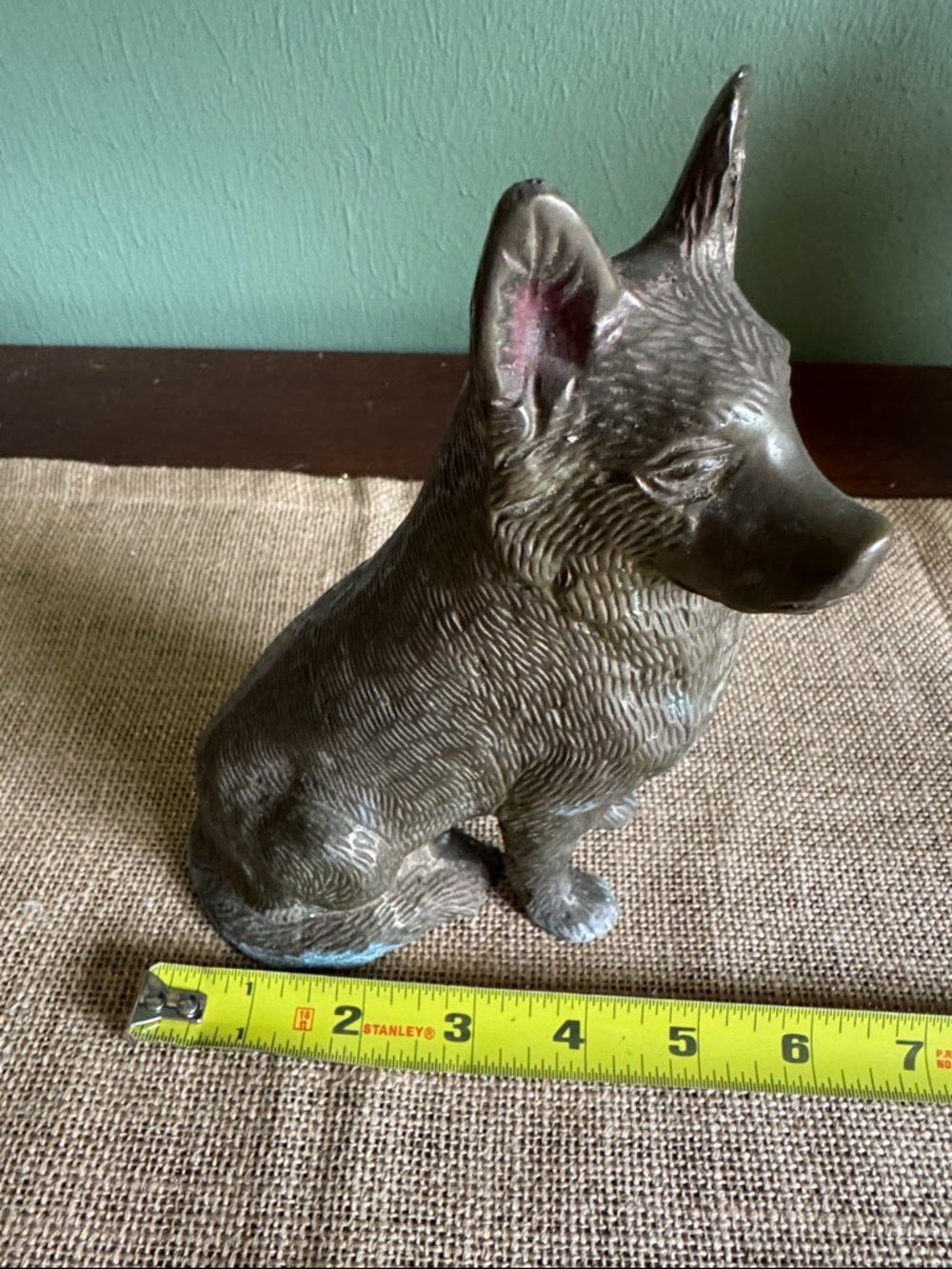 Vintage German Shepherd Dog Figurine Heavy Cast Metal Bronze Finish 7” Decor - Picture 7 of 9